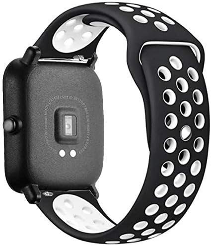 SUNNY FASHIONNew Soft Silicone Sports Dual Color Band Strap Compatible with Noise Colorfit Pro 2-White & Black
