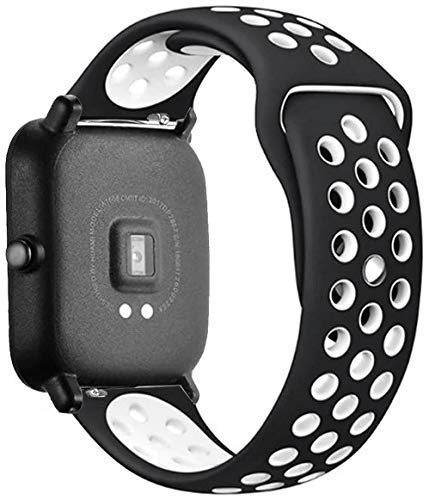 SUNNY FASHIONNew Soft Silicone Sports Dual Color Band Strap Compatible with Noise Colorfit Pro 2-White & Black