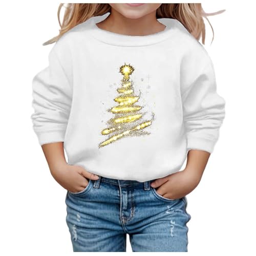 Christmas Hoodie for Kids Festive Snowman Tree Design Cozy Xmas Sweater with Sparkly Gold Accents Gift Idea