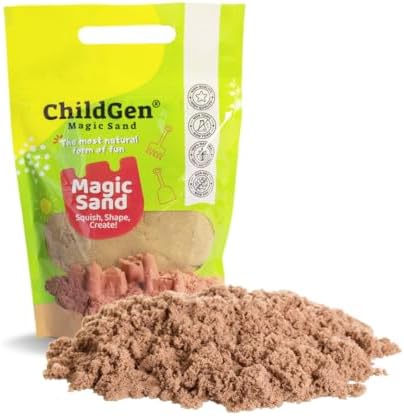 ChildGen Magic Sand, 2lbs Natural Sea Sand in Resealable Bag, Non-Toxic Play Sand for Kids, Soft, Moldable, Mess-Free Sensory Play