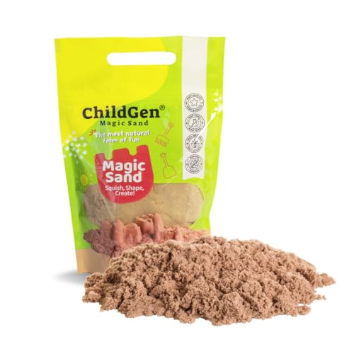 ChildGen Magic Sand, 2lbs Natural Sea Sand in Resealable Bag, Non-Toxic Play Sand for Kids, Soft, Moldable, Mess-Free Sensory Play