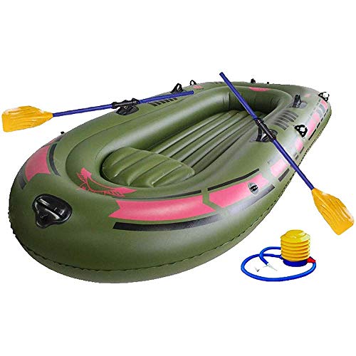 Kayak Inflable para 2 Personas, Color Verde, con remos de Goma, Bomba de Aire y Cuerda para Deportes acuáticos.