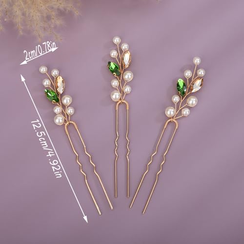 Horquillas para el pelo de boda con perlas Teyglen de cristal para tocados de mujer 6