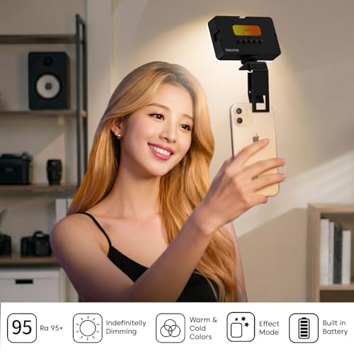 Image of Sounce 60 LED Portable Selfie Ring Light with Clip & Tripod Adapter | Rechargeable 2200mAh | CRI 97+ | 3 Light Modes | for Phone, iPhone, Webcam, Laptop, Photo & Makeup