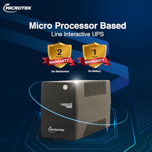 Image of Microtek Legend 1600 Line Interactive UPS 1600VA /960W | Microprocessor Based UPS for Gaming PC, Desktop & Home Office | Power Backup & Protection | 2 Year Electronics Warranty + 1 Year Battery