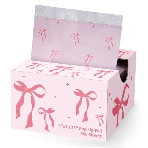 AmazingSpark Pink Bow Design Hair Foils for Highlighting, 5"w x