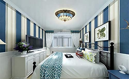 Homelava Tiffany Ceiling Fixtures Light W15.6 * H7.8 Inches Retro Stained Glass Lamp Close To Ceiling Light Fixtures Tiffany Ceiling Lamp 3 Lights Hand-Made Shade Lamp For Bedroom Living Room #TOP7