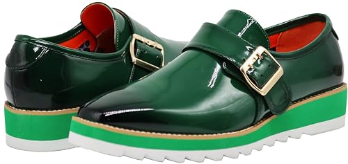 Enzo Romeo FREL Men's Patent Monk Strap Buckle Slip On Loafer Dress Shoes