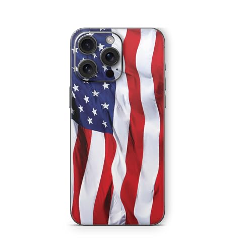 MightySkins Skin Compatible with Apple iPhone 15 Pro Max Back Only Wrap - American Flag | Protective, Durable, and Unique Vinyl Decal wrap Cover | Easy to Apply & Change Styles | Made in The USA