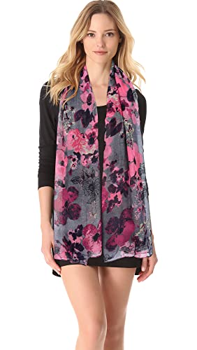 GERINLY Lightweight Scarves Fashion Flowers Print Women Cotton Wrap Scarf Head Shawl Winter Gift