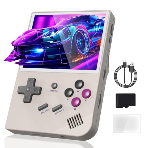 Generic Retro Handheld Game Console, RG35XX Handheld Emulator Console, Portable Game Console Built-in 5474 Classic Games, Speaker, 2600mAh Rechargeable Battery（Grey）, Mini