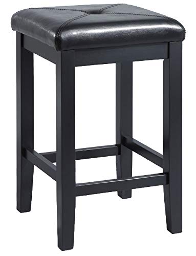 Crosley Furniture KF300075BK Barra de cozinha com folhas, com bancos quadrados estofados de 61 cm, p