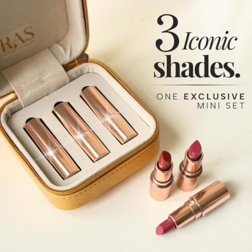 Image of RAS Luxury Oils Lumiere Satin Matte Mini Lipstick Set of 3 for women | Long Lasting Hydrating Satin Matte Lipsticks | Creamy Pigmented Mini Lipstick Trio | Travel Size Lipstick Set for women | Lightweight Lipstick