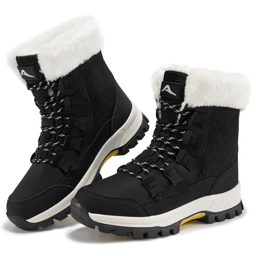 Image of Alicegana Snow Boots for Women Winter: Warm Fur Lined Waterproof Non Slip Mid Calf for Hiking Walking 2026