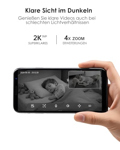 CZEview 3MP+3MP Dual Kameras Überwachung Innen, 5Ghz WLAN 360° Hundekamera Haustierkamera mit APP, Überwachungskamera Innen, ABO Optional, Indoor Camera