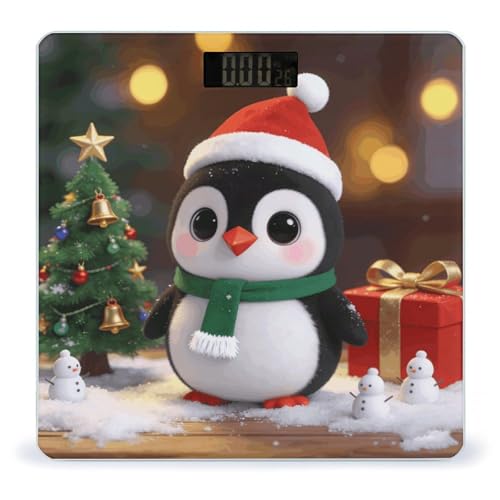 Báscula digital de baño con diseño de pingüino navideño miniatura 1