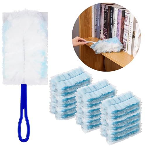 Image of 30 Counts Disposable Duster Refills Bulk Heavy Duty Duster Refills Blue Replacement Heads,Unscented