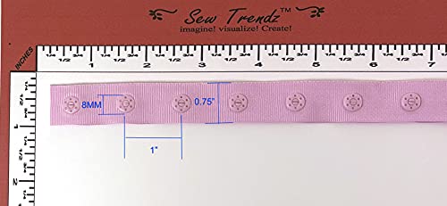 2 Yards Plastic Snap Button Polyester Tape Ribbon Hook & Eye Zipper Popper Press Stud Fastener Baby Crotch Fastening Duvet Sewing Renaissance Dance Costume Drapery Lingerie-Baby Pink- Sp22-2 #TOP1