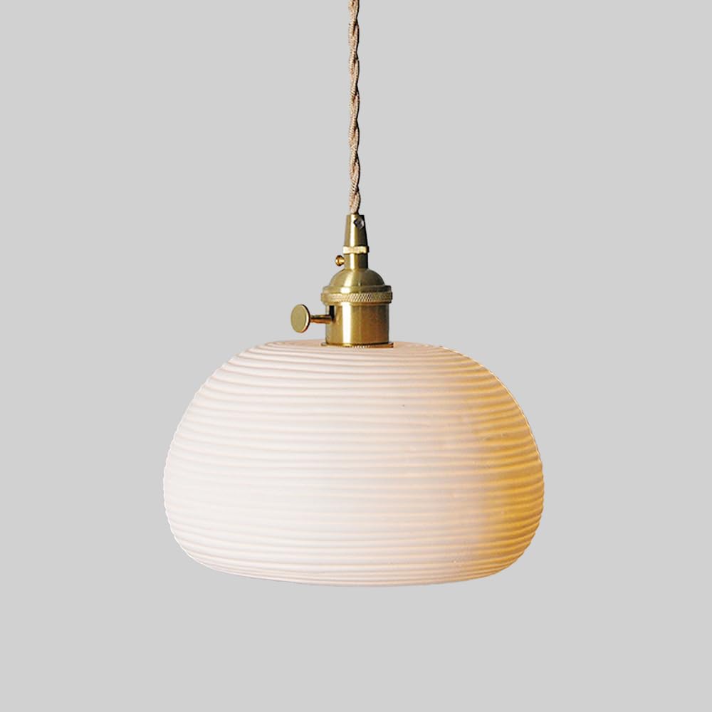 KXEcoLife White Ceramic Pendant Light Kitchen Island Lighting Gold Finish Hanging Lamp Nordic Drop Ceiling Lights Lamps for Dining Room Bedroom Cafe Bar