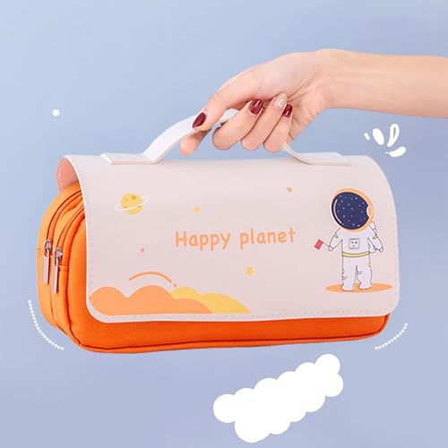 Image of Party Propz Space Pencil Pouch - 1 Pc, Orange Pencil Case | Space Theme Astronaut Pencil Pouch | Planet Theme Pencil Case for School Kids | School Pouch for Boys | Girls Large Pouch