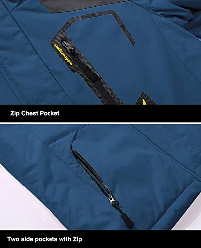 Image of MAGCOMSEN Ski Jacket Men Waterproof Jaket Fleece Snowboard Jacket Soft Shell Jackets Winter Coats for Men Denim Blue