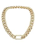 PROSTEEL Cadena Cubana Gruesa Eslabones Grandes 16mm Collar Dorado Aluminio Chapado en Oro 14K Cadenas Cubanas Hip Hop con Cierre Ovalado Resorte Joyas de Mujer Hombre 46cm