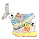 GBGRHM Heart Sneakers with Mismatched Design for Men and Women, Casual Chic Walking Shoes - Includes Socks (Mismatched,8)