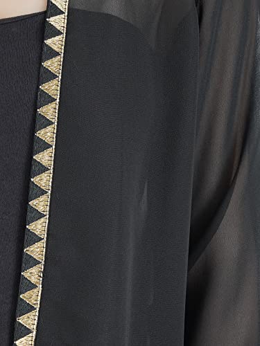 Image of Women's Black Shrug with Golden Border