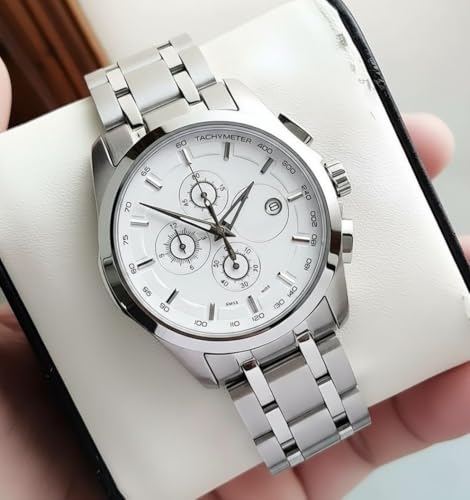 Image of Men's Luxury Analog Watch, Round Rose Gold Case, Black Dial, Stainless Steel Two-Tone Bracelet Strap for Office, Business