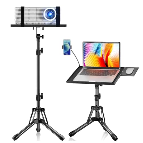 KOOV Projector Stand Adjustable Height 20' to 61' | Foldable Projector Tripod Stand with Mouse Tray...