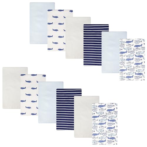 Image of Hudson Baby Infant Boys Cotton Flannel Burp Cloths 12-Pack Bundle, Born To Fly, One Size