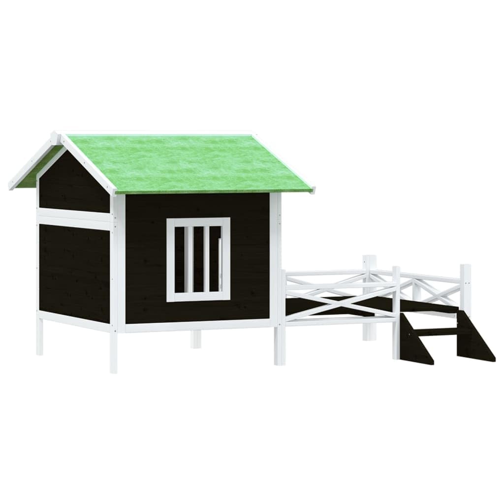 Domek dla psa drewno sosnowe szare 159 x 120 x 88,5 cm