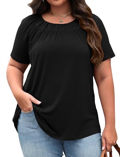 Plus Size Womens Clothing Short Sleeve T Shirts Dressy Casual Crewneck Tunic Plus Work Tops Business...