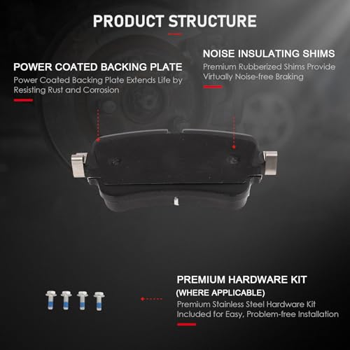 Image of cciyu D1895 Brake Pads w /Hardware Rear Disc Brake Pad Set