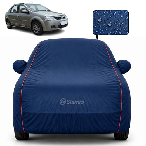 Image of Premium 100% Waterproof Car Cover for Mahindra Verito 2010-2019 Models All-Weather, UV & Dust Protection | Heavy-Duty 3-Layer Fabric | Custom Fit with Mirror & Antenna Pockets | Navy Blue