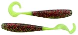 A.M. Fishing Curly Tail Jerkshad 4 Inch Soft Baits Garlic Infused,– 8 Pack – Saltwater & Freshwater Fishing Lures for Bass, Redfish, Snook, and Trout (Watermelon Red Chartreuse)