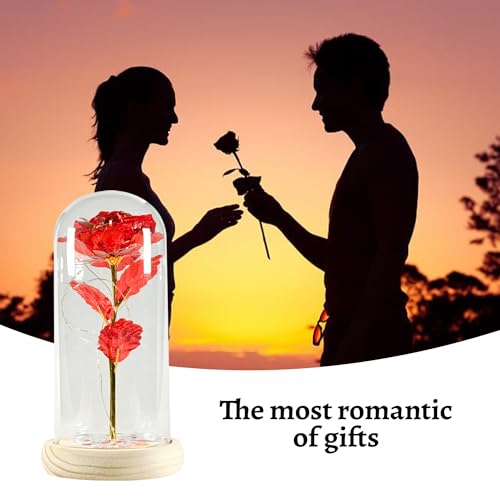 Eternal Rose with Led | Romantic Gift for Woman | Artificial Flower Beauty and the Beast | With Leds and Glass Bell | Gift Box Included | Valentine's Day, Mother's Day, Wedding | OriginalCorner® - Afbeelding 6