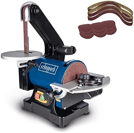 Bild 9 - Scheppach BTS700 Bandschleifer (Tellerschleifer, 250W, Bandlänge 762mm-breite 25,4mm, SchleiftellerØ 125mm, 90°-45° verstellbarer Tisch, Geschwindigkeit 816m/min)