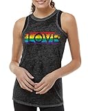 Threadrock Women's Gay Pride Rainbow Love Burnout Racerback Tank Top L Black