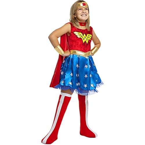 Funidelia | Disfraz de Wonder Woman Oficial para niña Talla 5-6 años Mujer Maravilla, Superhéroes, DC Comics, Liga de la Justicia - Color: Rojo - Licencia: 100% Oficial