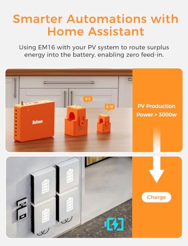 Smart Home Energy Monitor Supports Home Assistant, Real-Time Accurate Energy Consumption Tracking, Electricity Usage Monitor with 16x60A Circuit Sensors, 36-Month History, Solar Metering, 2.4G