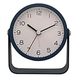Elegante sveglia in metallo da 7,6 cm, design oscillante per comodino, aggiunta perfetta alla tua camera da letto e al tuo spazio abitativo (blu scuro)