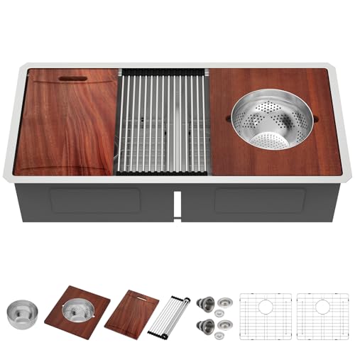 IOROYO 42 inch Undermount Kitchen Sink Double Bowl 50/50