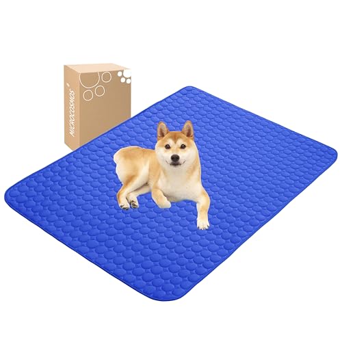 MICROCOSMOS Summer Cooling Mat & Sleeping Pad- Water Absorption Top, Materials Safe, Easy Carry, EZ Clean. Keep Cooling for Pets, Kids and Adults.(Dark Blue, 59" x 40")