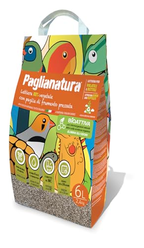 Arena natural bioactiva para aves y reptiles, 2,4 kg (6 litros), absorción excelente, ideal para el bienestar de aves y reptiles, 100% natural y segura