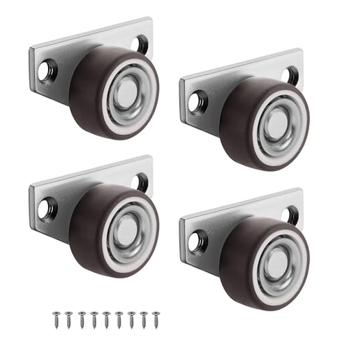 Lot de 4 roulettes pivotantes en caoutchouc pour meubles - Petites roulettes pivotantes universelles silencieuses - Roues en nylon avec corps en tôle d'acier épais - Roulettes universelles - Petites