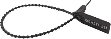 Pack of 100 Red Plastic Safety Seals, Numbered Ties for Suitcase, Boxes, 25 cm Black, 100 Units
