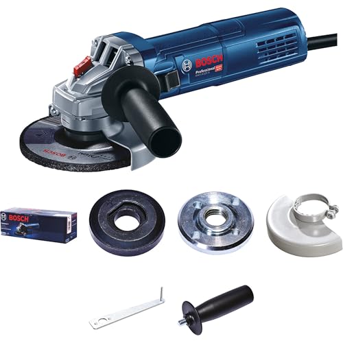 Werkzeugübersicht 5 Bosch Professional Winkelschleifer GWS 9-125 S (Leistung 900 Watt, Leerlaufdrehzahl: 2800 – 11000 min-1, inkl. Aufnahmeflansch, Zweilochschlüssel, Spannmutter, Schutzhaube, Zusatzhandgriff)