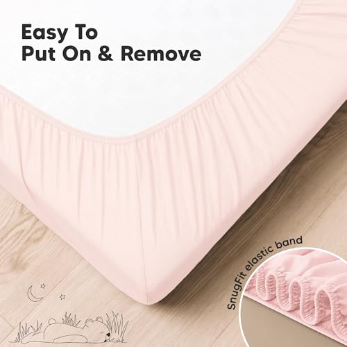 Image of KeaBabies 2-pk Organic Cotton Crib Sheets for Boys Girls 52x28 (Mist Rose) | Fitted Crib Mattress Sheet Neutral, Breathable Cover for Baby Bed Set, Toddler Mattress, Soft & Cute Prints
