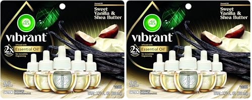 Image of Air Wick Vibrant Plug In Scented Oil Refill,Infused with Essential Oils,Plug In Air Fresheners for Home,Sweet Vanilla & Shea Butter,(Pack of 10)